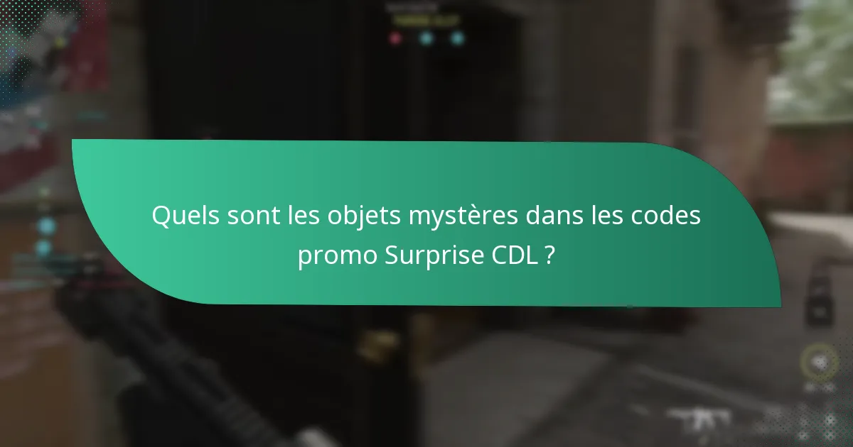 Quels sont les objets mystères dans les codes promo Surprise CDL ?